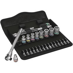 Wera 8100 SA 10 Zyklop Metal Ratchet Set with push-through square, 1/4" drive, imperial 