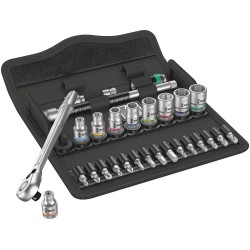 Wera 8100 SA 11 Zyklop Metal Ratchet Set with switch lever, 1/4" drive, imperial 