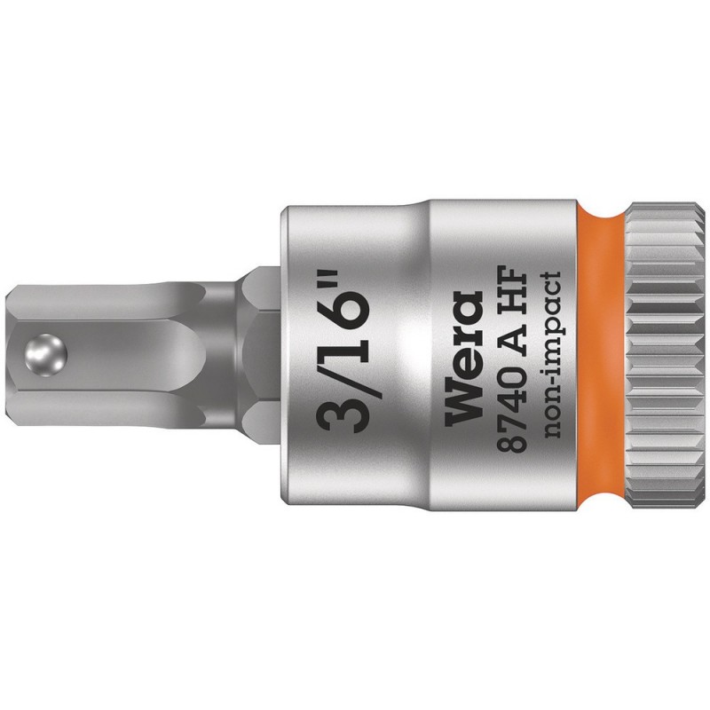 Wera 8740 A HF Hex-Plus SW 3/16" Zyklop bit socket with 1/4" drive holding function 