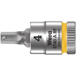 Wera 8740 A HF Hex-Plus SW 4,0 x 28 mm Zyklop bit socket with 1/4" drive holding function 