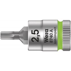 Wera 8740 A Hex-Plus SW 2,5 x 28 mm Zyklop bit socket with 1/4" drive 